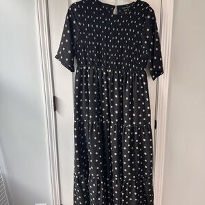 Simply Southern Black and White Ruffled Elbow Length Dress